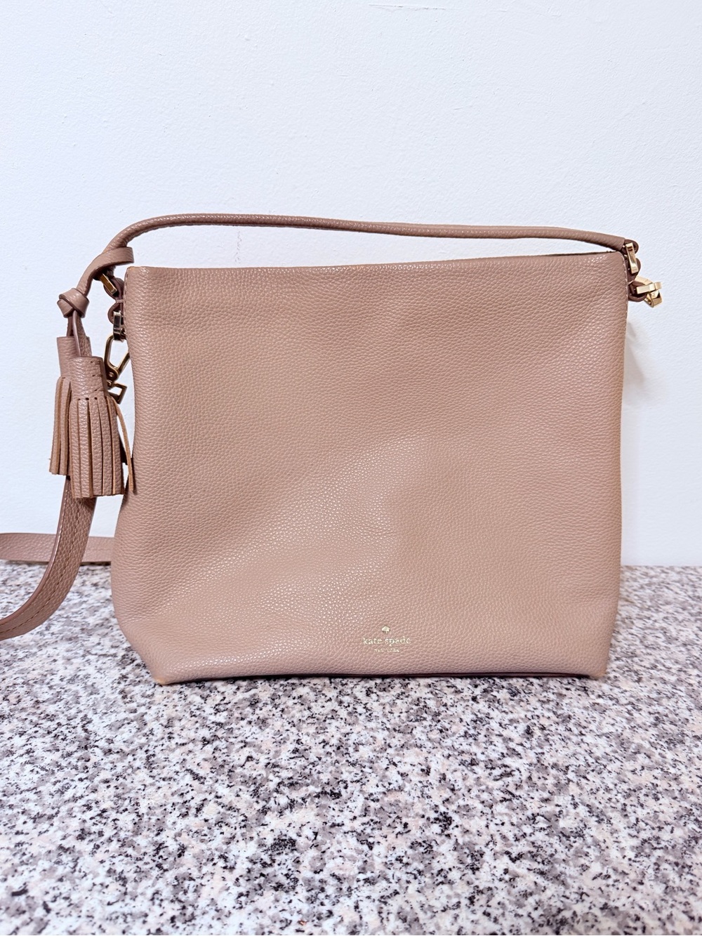 kate spade Pebbled Leather Crossbody in Taupe Brown